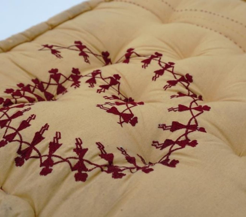 Floor cushion styled view from Myyra Jaipur