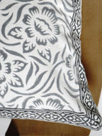 Cushion cover folded showing pattern repeat of hand block print | Myyra Jaipur