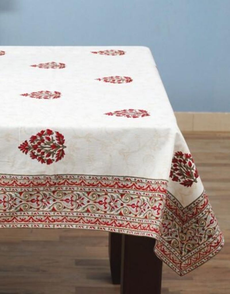 Hand block printed organic cotton table cover | Myyra Jaipur