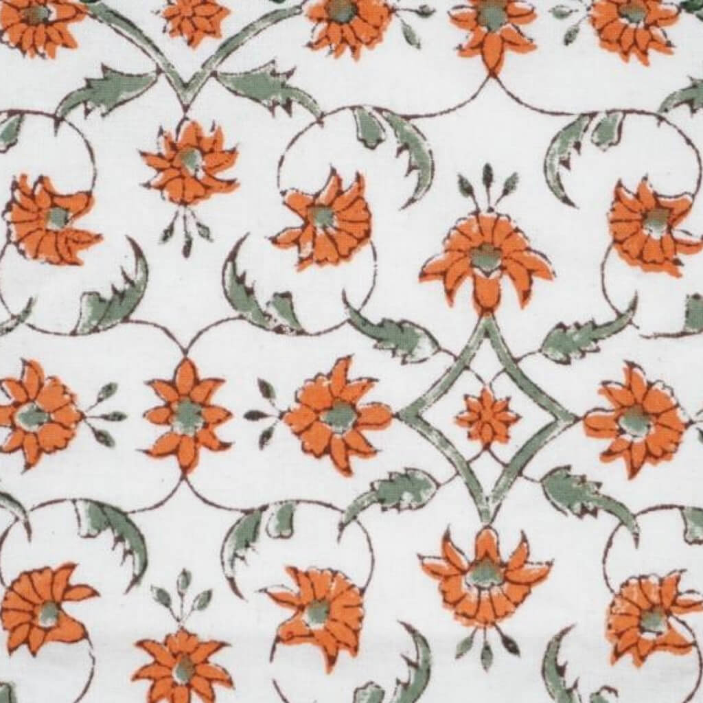 Hand block printed organic cotton fabric yardage from Myyra Jaipur