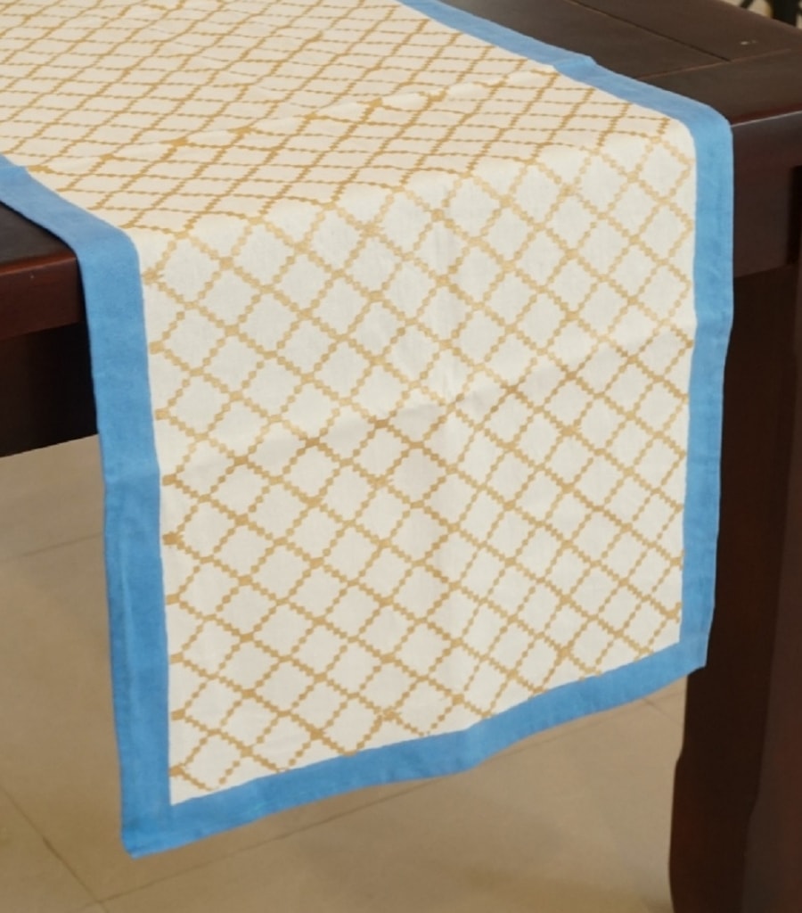 Hand block printed organic cotton table runner | Myyra Jaipur