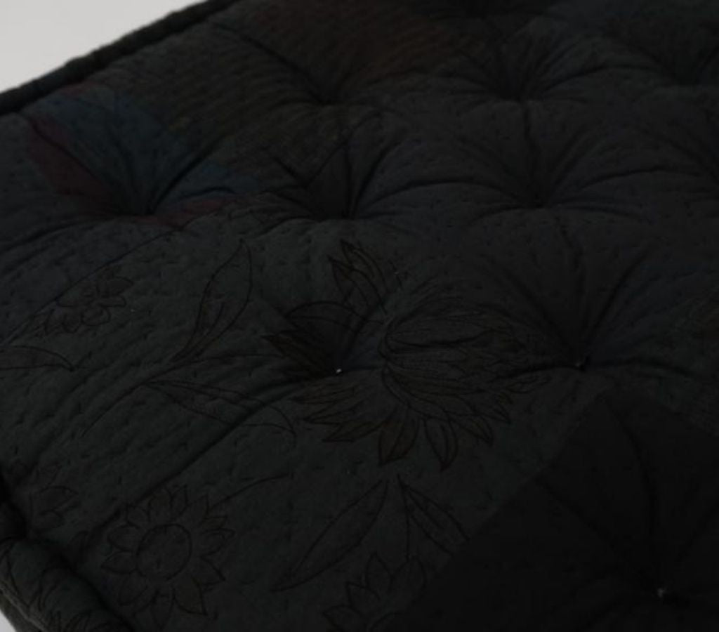 Floor cushion folded showing pattern repeat of hand block print | Myyra Jaipur