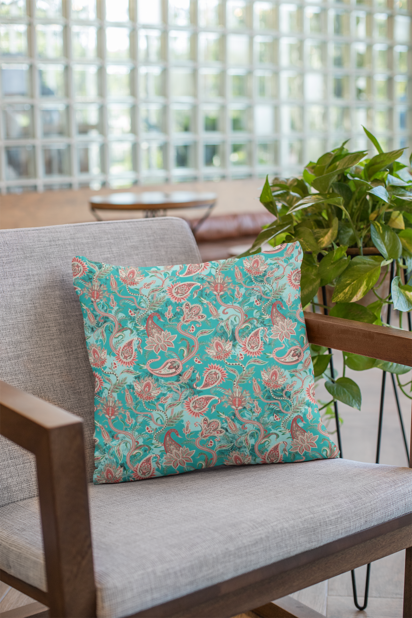Lifestyle view of digital printed cushion cover #77 | Myyra Jaipur
