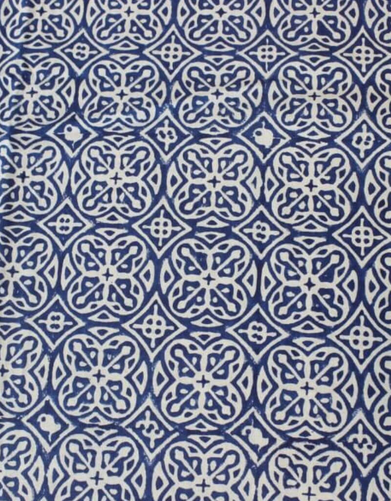 Table cover folded showing pattern repeat of hand block print | Myyra Jaipur