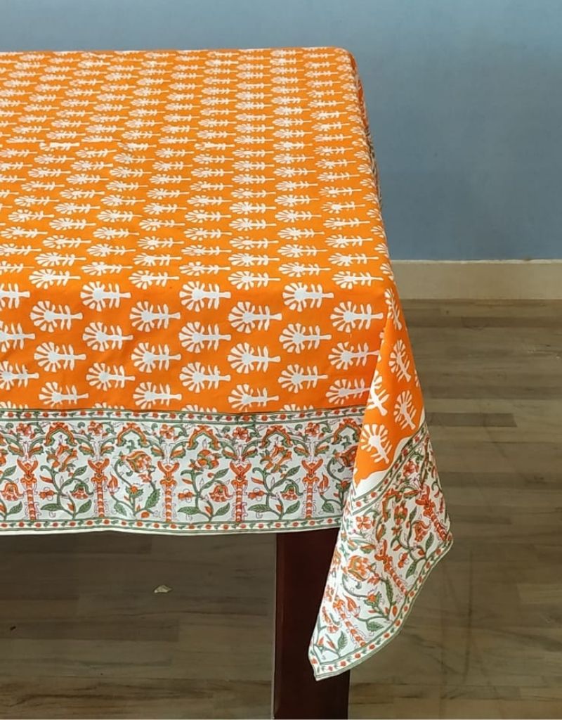 Hand block printed organic cotton table cover | Myyra Jaipur