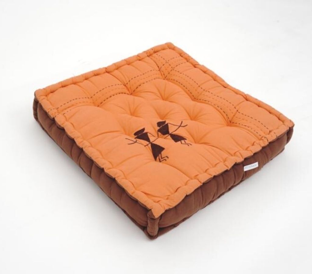 Hand block printed organic cotton floor cushion | Myyra Jaipur
