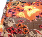 Close-up of hand block print on organic cotton floor cushion | Myyra Jaipur
