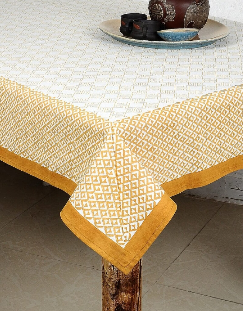 Hand block printed organic cotton table cover | Myyra Jaipur