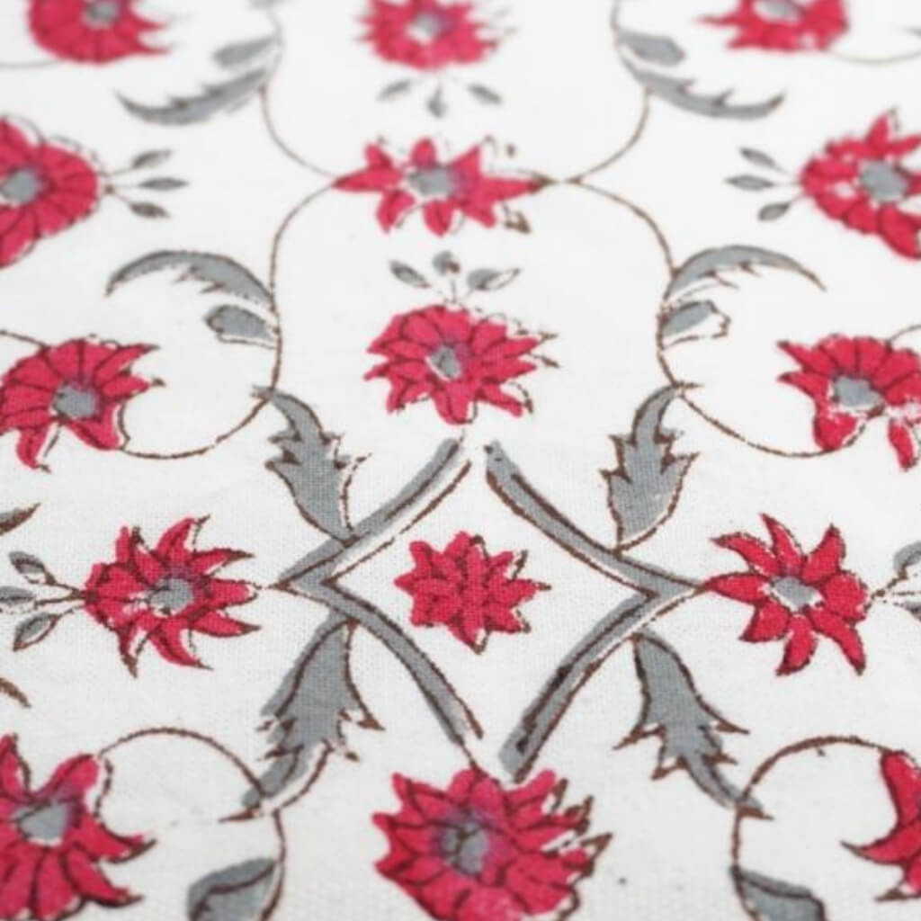 Hand block printed organic cotton fabric yardage from Myyra Jaipur