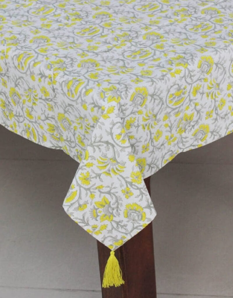 Hand block printed organic cotton table cover | Myyra Jaipur