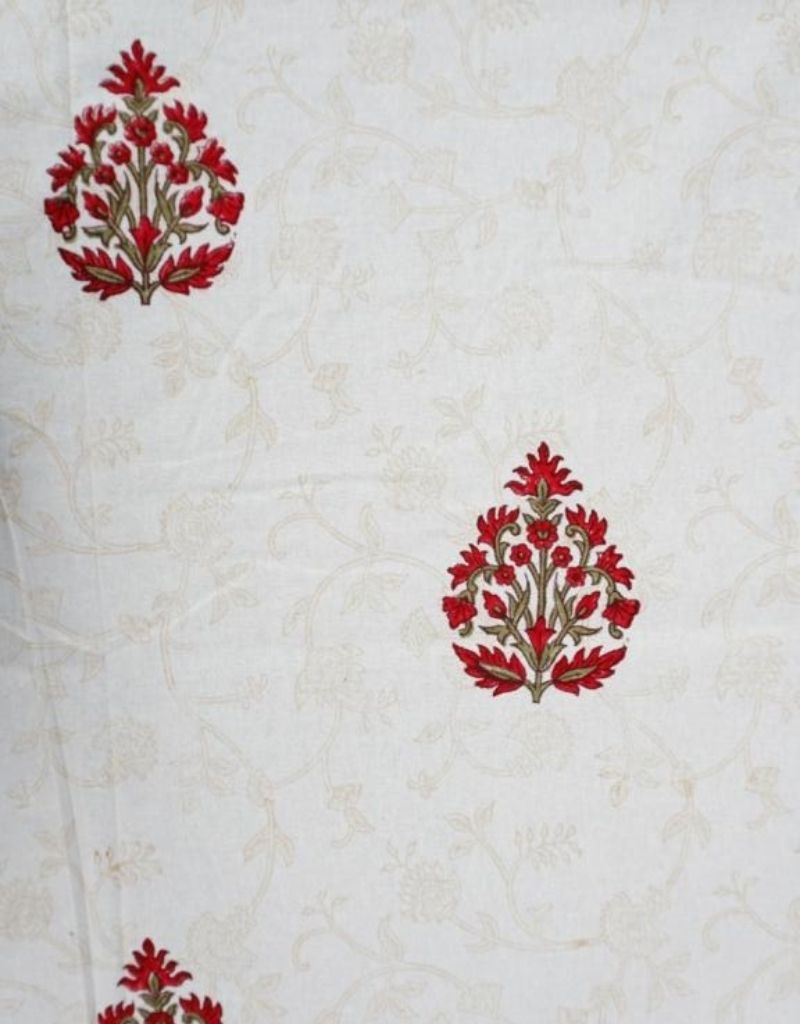 Table cover folded showing pattern repeat of hand block print | Myyra Jaipur