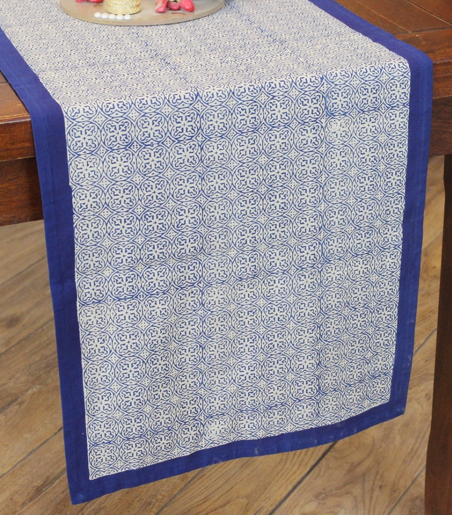 Hand block printed organic cotton table runner | Myyra Jaipur