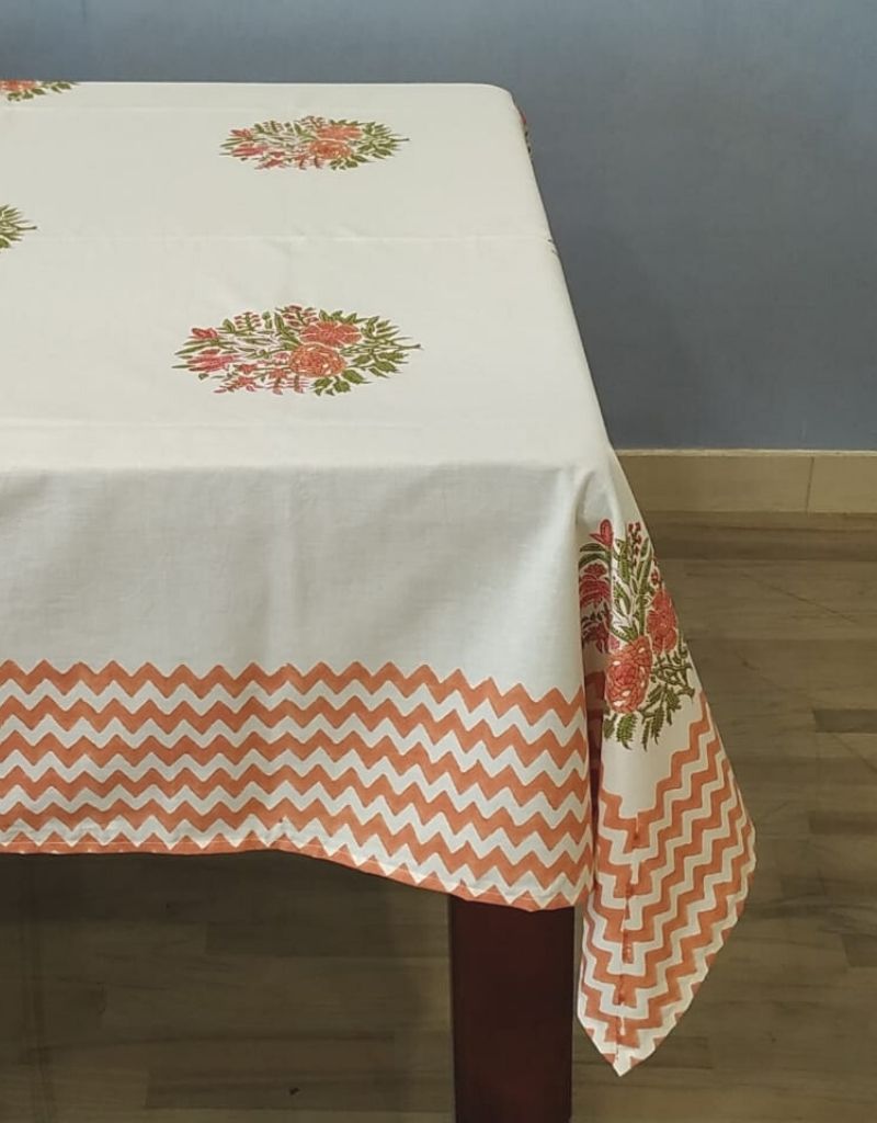 Hand block printed organic cotton table cover | Myyra Jaipur
