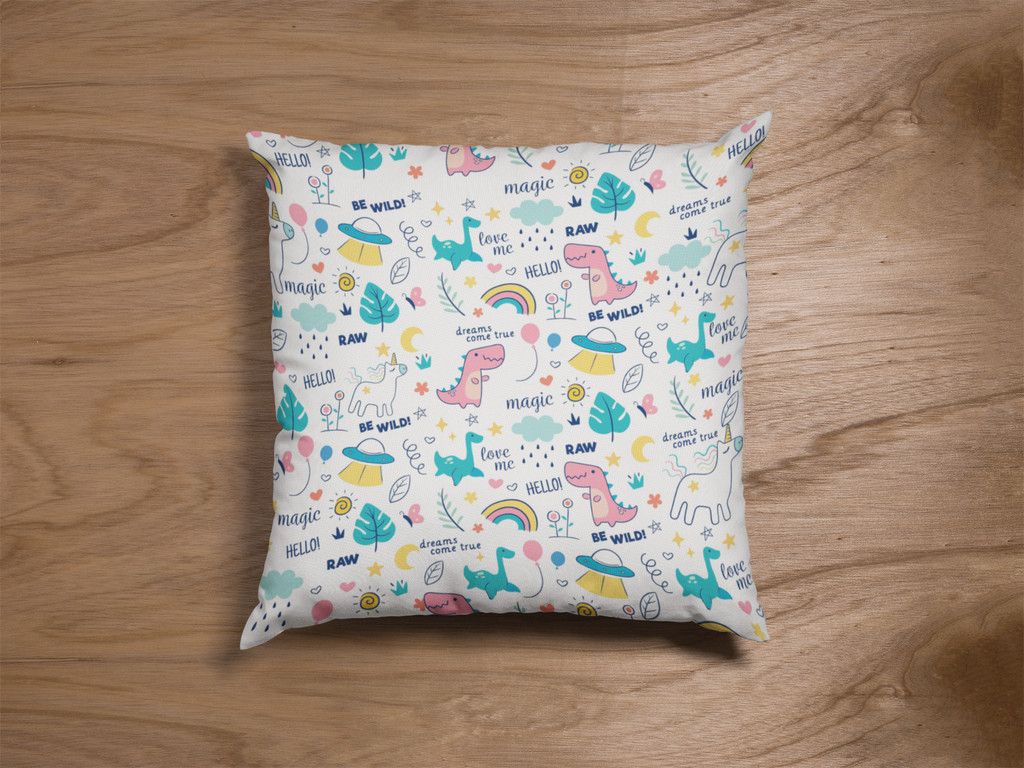 Pair of digital printed kids prints cushion covers #04 styled view | Myyra Jaipur