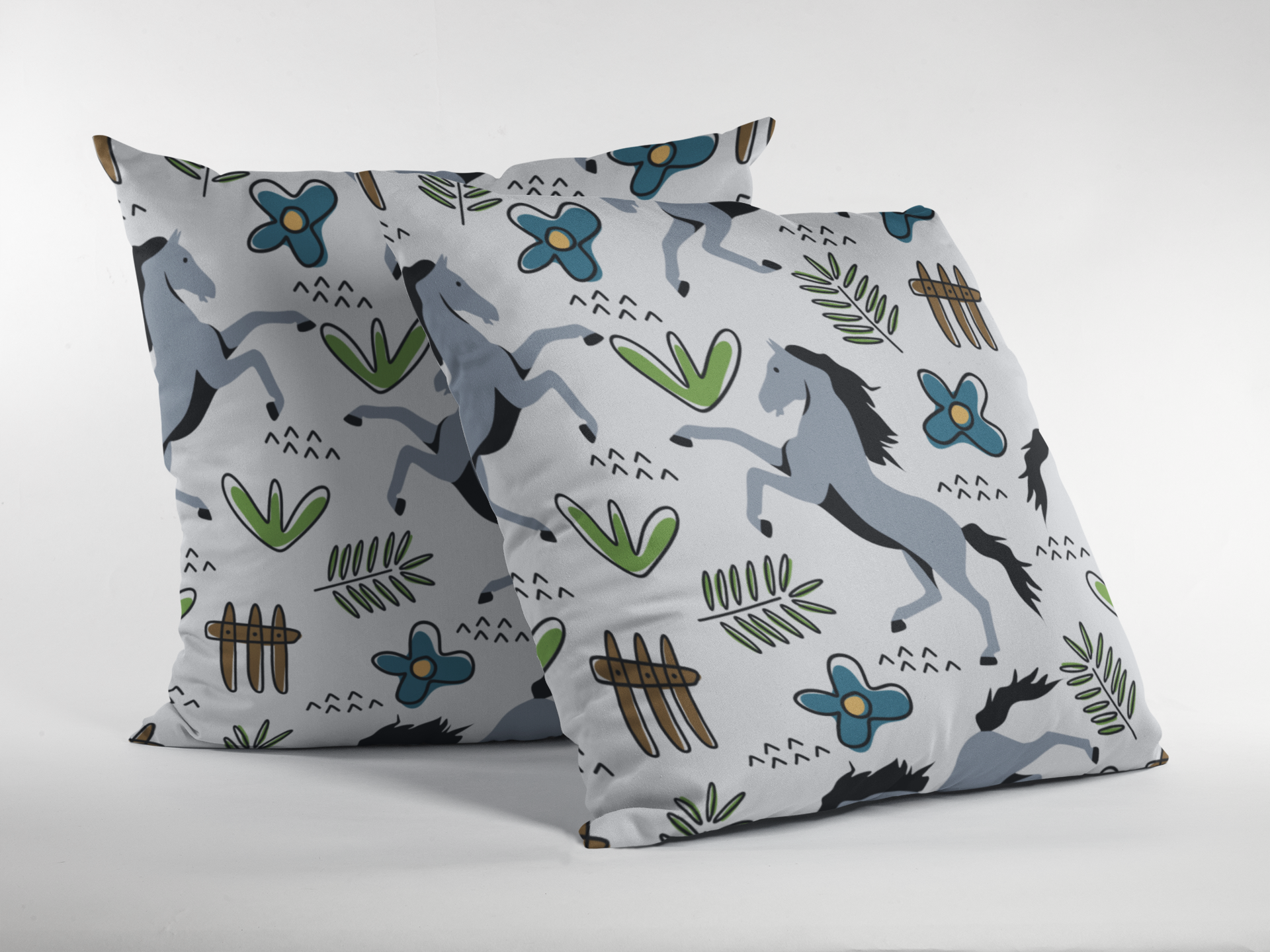 Pair of digital printed kids prints cushion covers #05 styled view | Myyra Jaipur