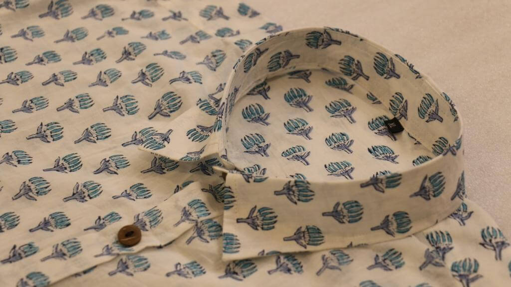 Half Sleeve Shirt Hand Block Printed Cotton
