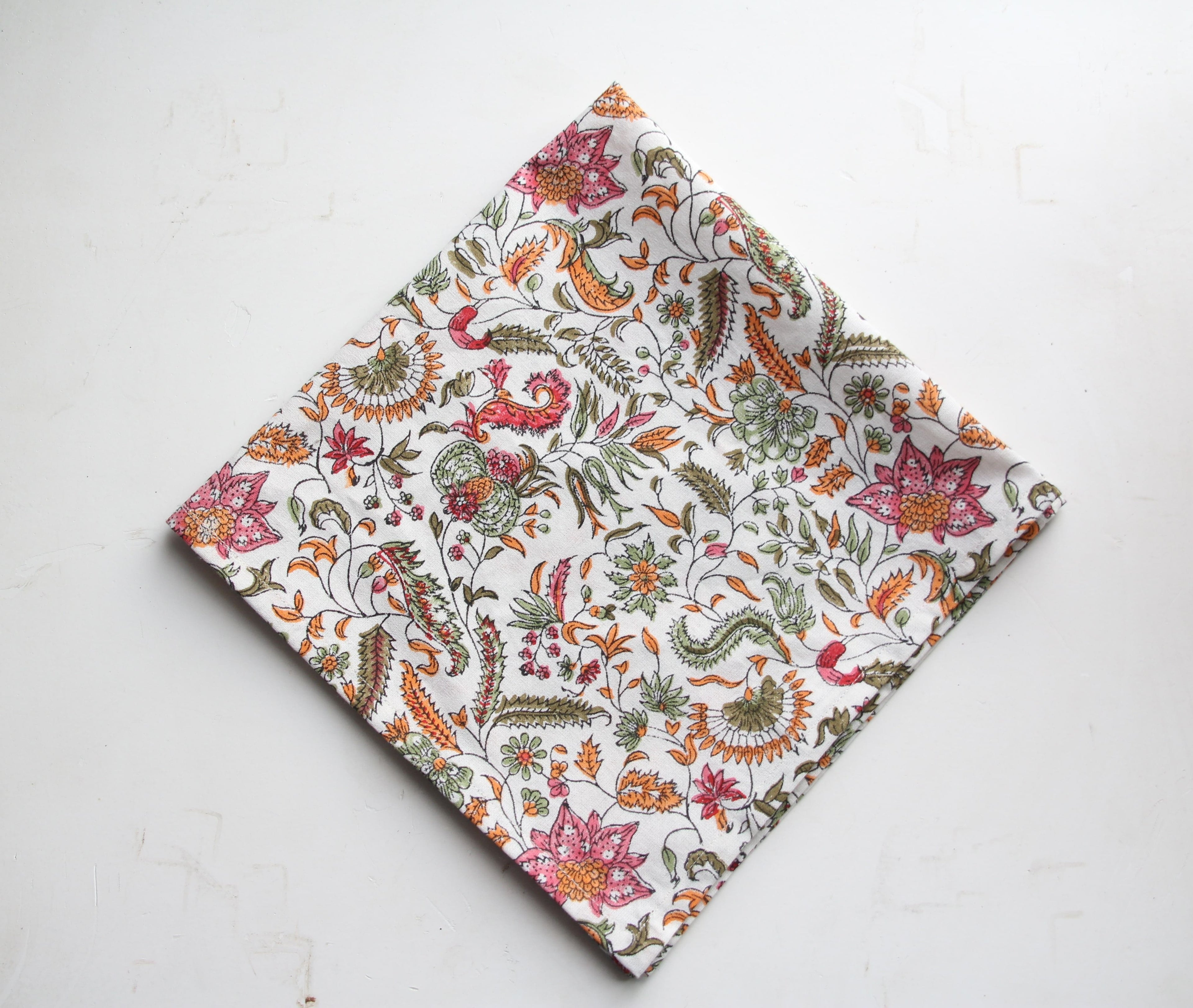 Hand Block Printed Cotton Handkerchief