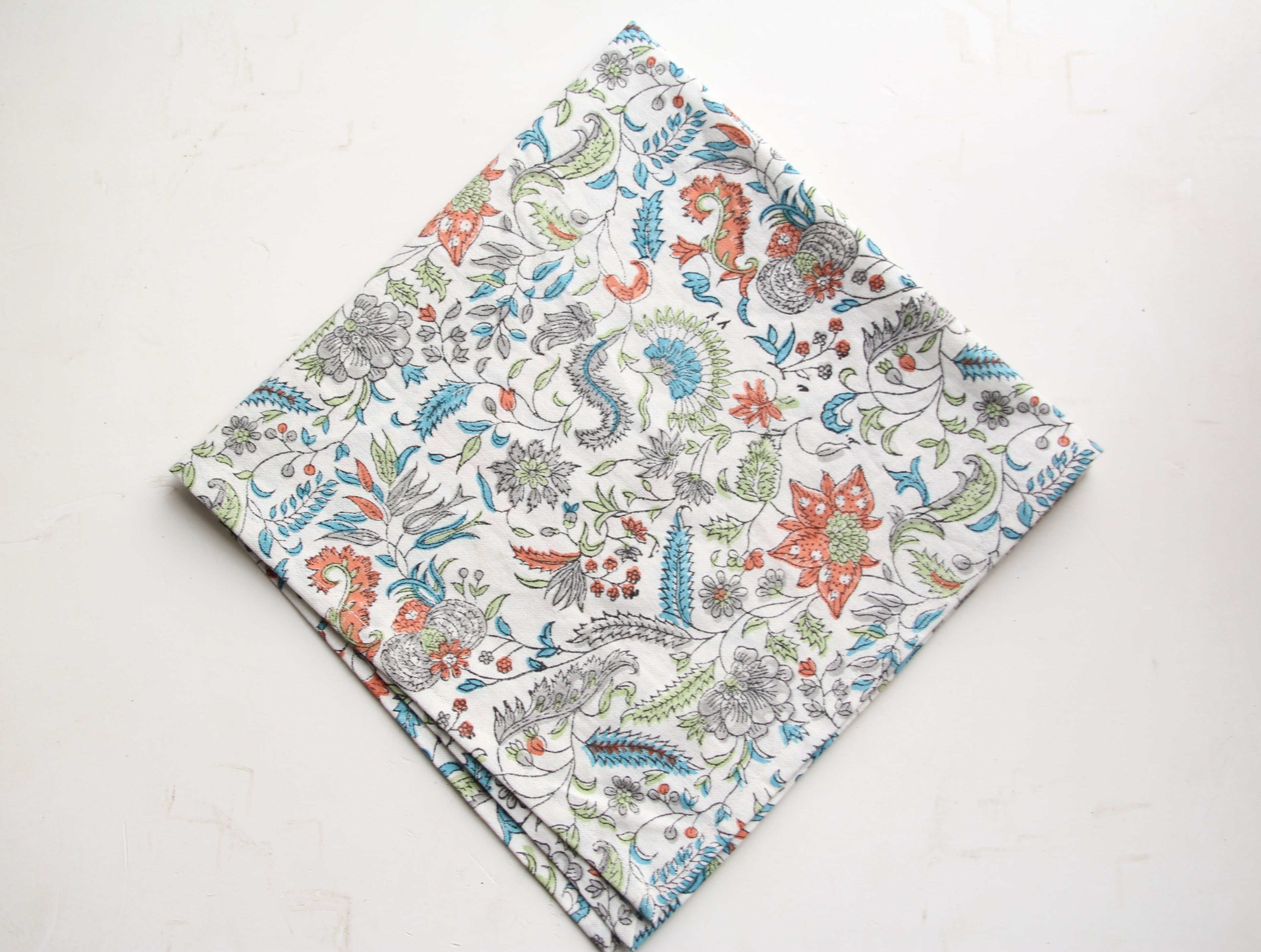 Hand Block Printed Cotton Handkerchief