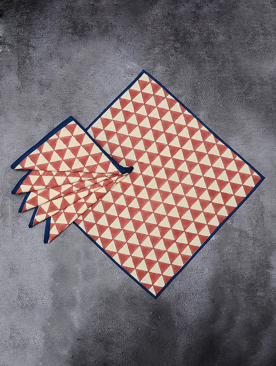 Hand block printed organic cotton napkin | Myyra Jaipur