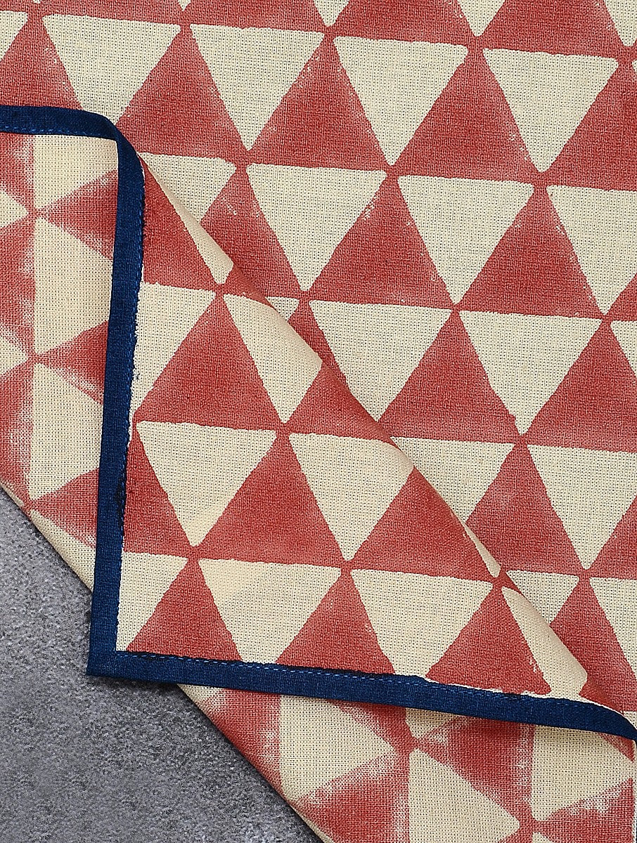 Close-up of hand block print on organic cotton napkin | Myyra Jaipur