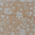 Beige & White Vintage Floral Jaal Hand Block Printed Cotton Yardage