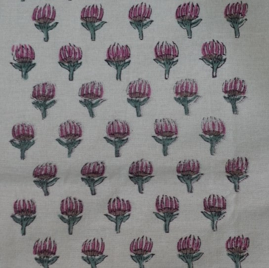 Hand block printed organic cotton fabric yardage from Myyra Jaipur