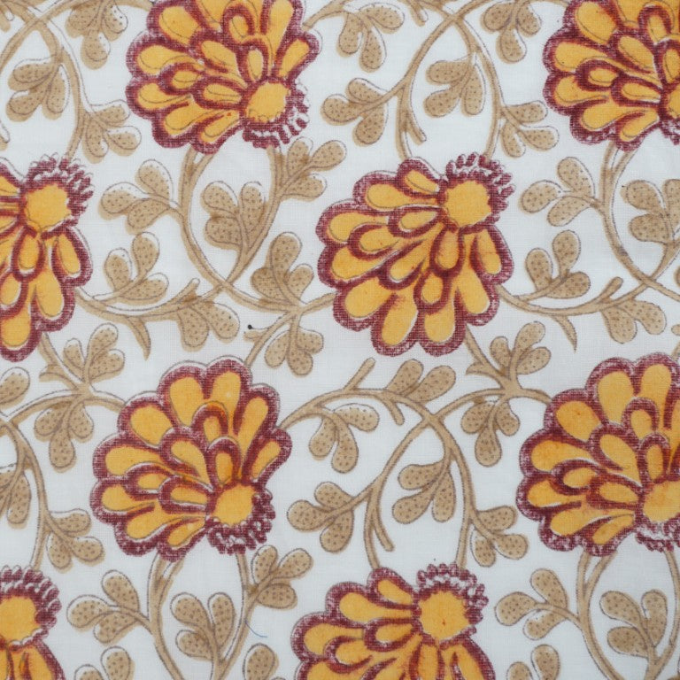Hand block printed organic cotton fabric yardage from Myyra Jaipur
