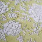 Close-up of hand block print on organic cotton running fabric | Myyra Jaipur