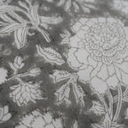 Close-up of hand block print on organic cotton running fabric | Myyra Jaipur