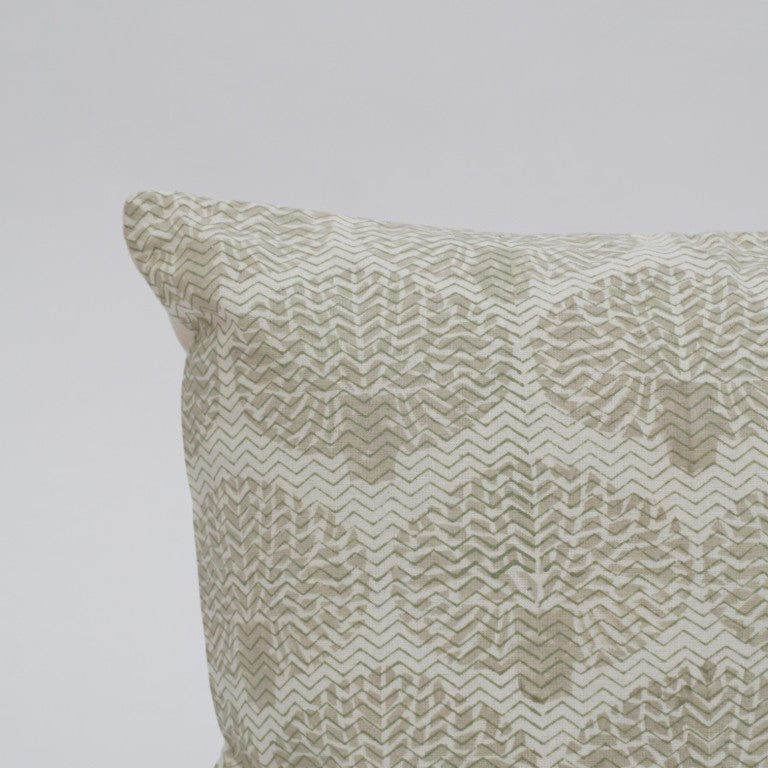 Close-up of hand block print on organic cotton cushion cover | Myyra Jaipur