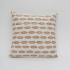 Close-up of hand block print on organic cotton cushion cover | Myyra Jaipur