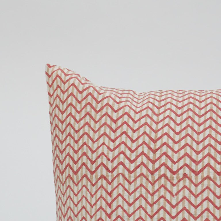 Close-up of hand block print on organic cotton cushion cover | Myyra Jaipur