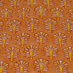 Close-up of hand block print on organic cotton fabric by the yard | Myyra Jaipur