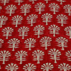 Close-up of hand block print on organic cotton fabric by the yard | Myyra Jaipur