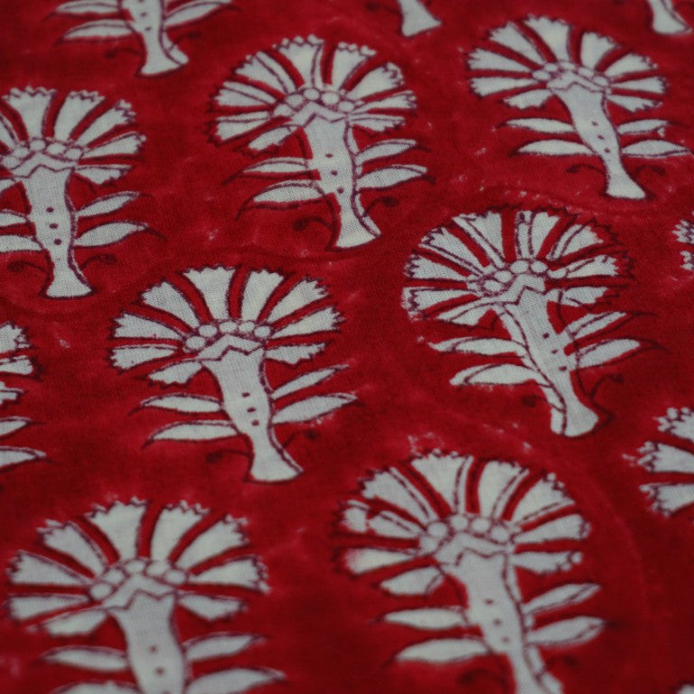 Fabric by the yard folded showing pattern repeat of hand block print | Myyra Jaipur