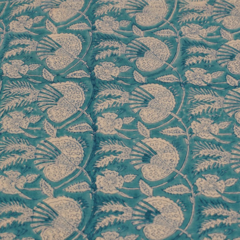 Hand block printed organic cotton fabric yardage from Myyra Jaipur