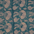 Close-up of hand block print on organic cotton running fabric | Myyra Jaipur