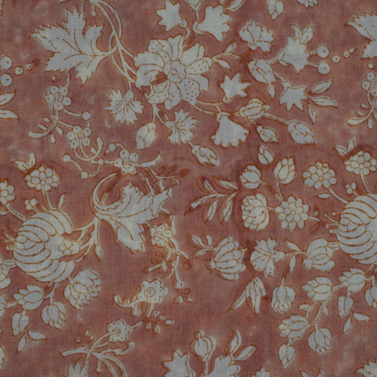 Close-up of hand block print on organic cotton running fabric | Myyra Jaipur