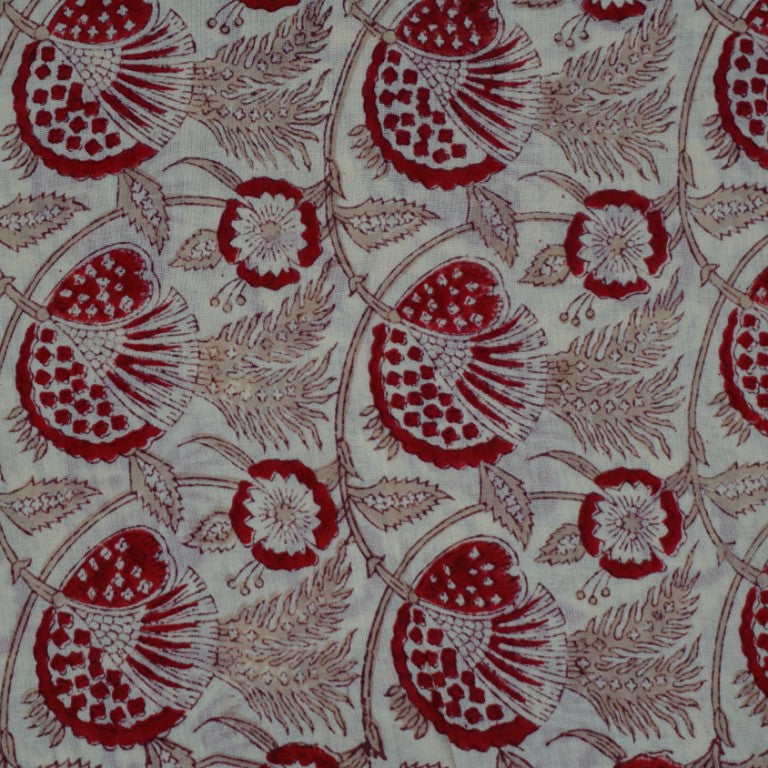 Hand block printed organic cotton fabric yardage from Myyra Jaipur