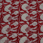 Close-up of hand block print on organic cotton running fabric | Myyra Jaipur