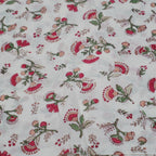Close-up of hand block print on organic cotton running fabric | Myyra Jaipur