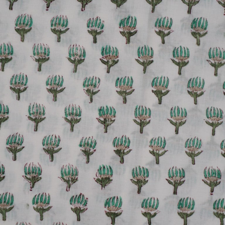 Hand block printed organic cotton fabric yardage from Myyra Jaipur