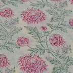 Close-up of hand block print on organic cotton running fabric | Myyra Jaipur