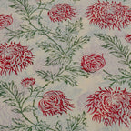 Close-up of hand block print on organic cotton running fabric | Myyra Jaipur