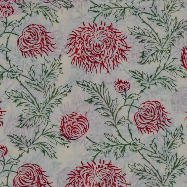 Hand block printed organic cotton fabric yardage from Myyra Jaipur