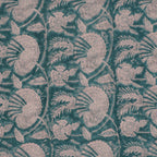 Close-up of hand block print on organic cotton running fabric | Myyra Jaipur