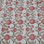 Close-up of hand block print on organic cotton running fabric | Myyra Jaipur