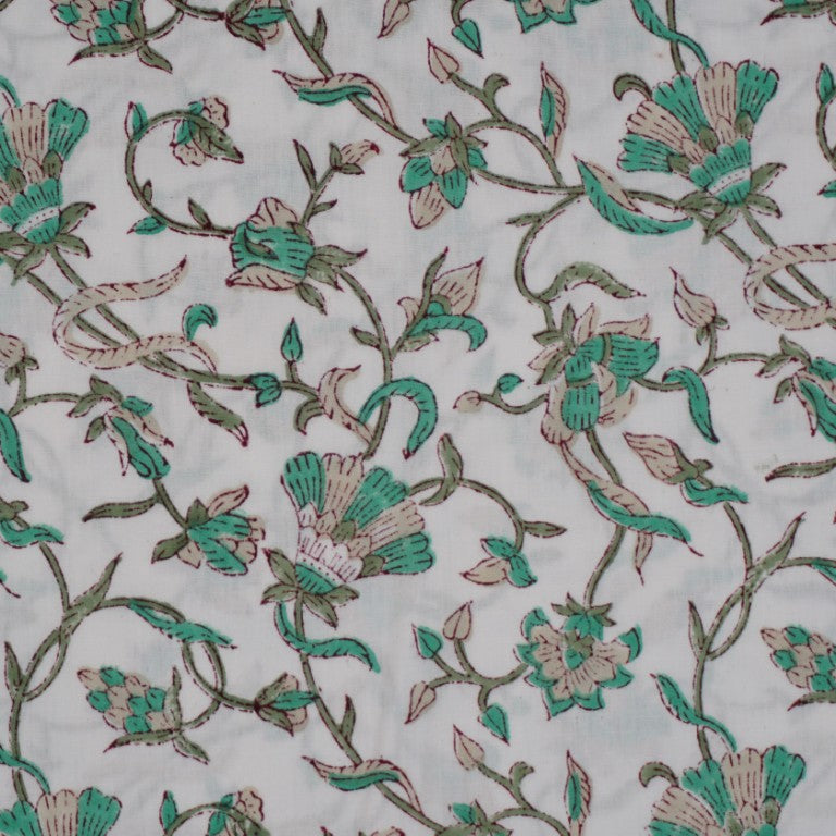 Hand block printed organic cotton fabric yardage from Myyra Jaipur