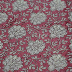 Close-up of hand block print on organic cotton running fabric | Myyra Jaipur
