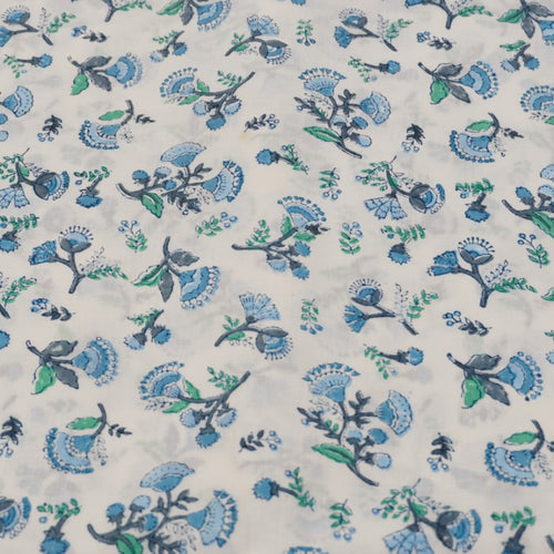 Close-up of hand block print on organic cotton running fabric | Myyra Jaipur